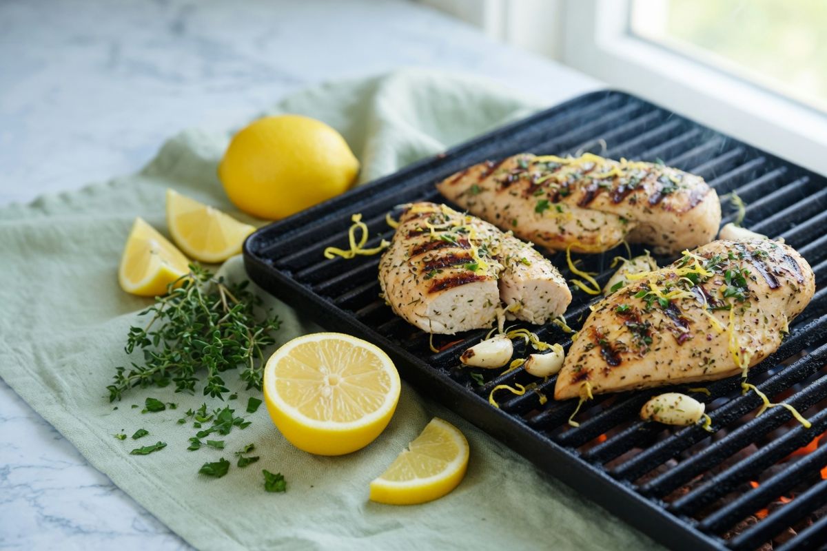 Thyme-Lemon Chicken on a Hot Grill